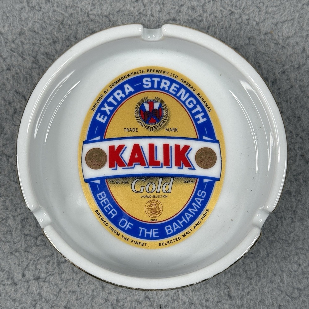 Kalik Gold Beer Ashtray Bahamas Ceramic Breweriana Barware Advertising 3.5"